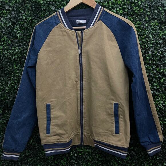 Epic Threads, Denim and Khaki, Skull Embroidered Bomber Jacket Men's Size XL - Picture 1 of 6
